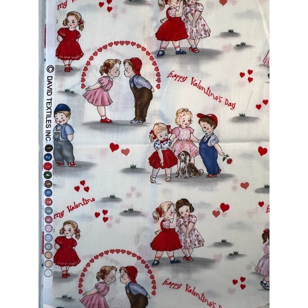 Fabric‎ - Vintage Retro Children Valentines Day David Textiles 36" L x 44" W